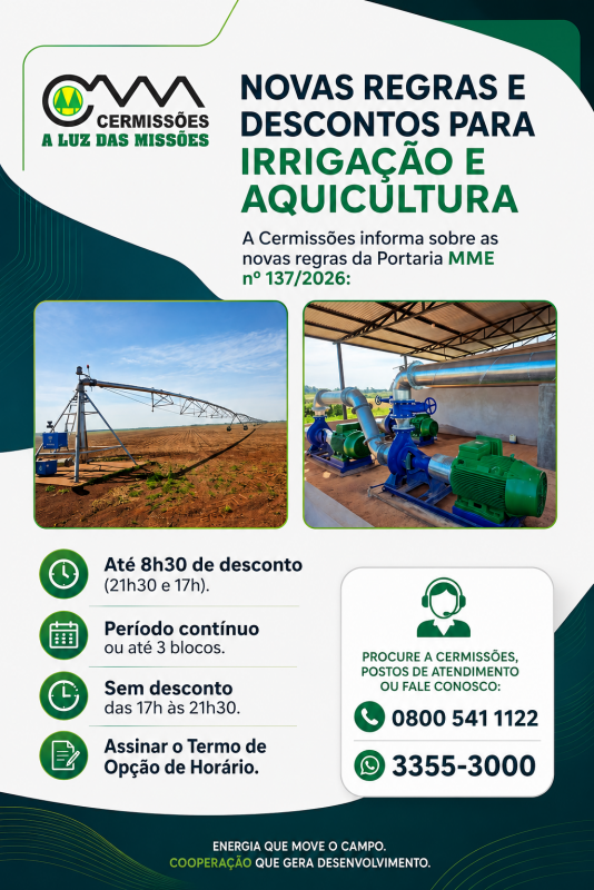 Folder sobre a irrigação